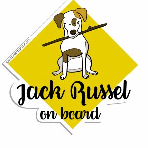 Pegatina Jack Russel on board o Jack Russel a bordo