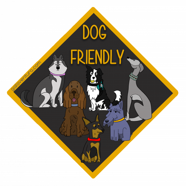 Pegatina dog friendly, mascotas bienvenidas