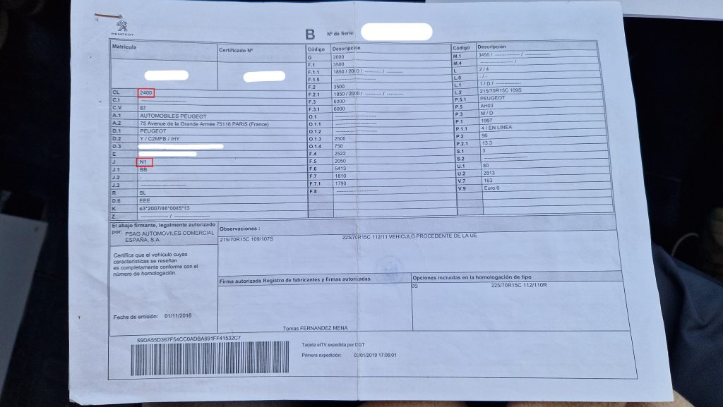 clasificacion 2400 ficha tecnica